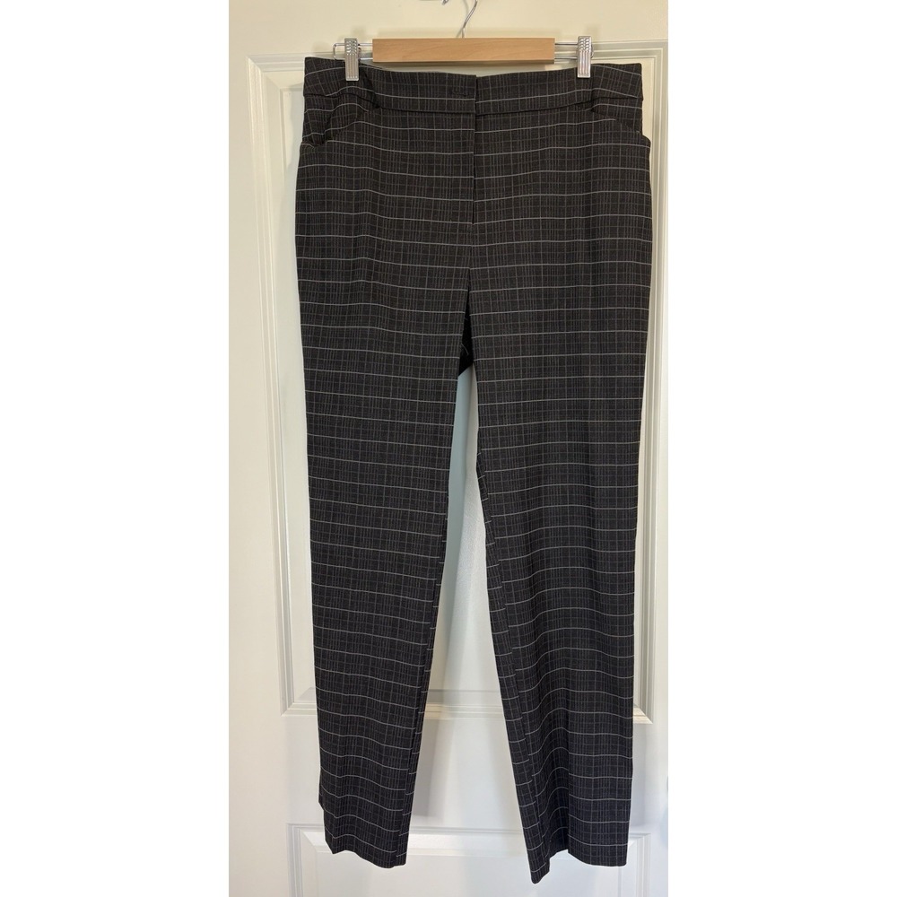 Rafaella Pants Women's Sz 14 Black/White Flat Front Trousers Career Smart Casual